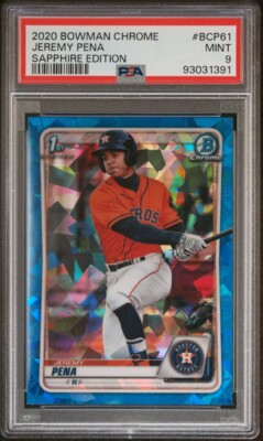 2020 Bowman Chrome Sapphire Jeremy Peña 1st Prospect PSA 9 Astros