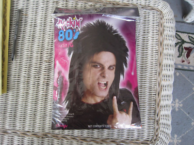 Fun World Mens Black Hard Rocker Wig Rockin 80s  NIP