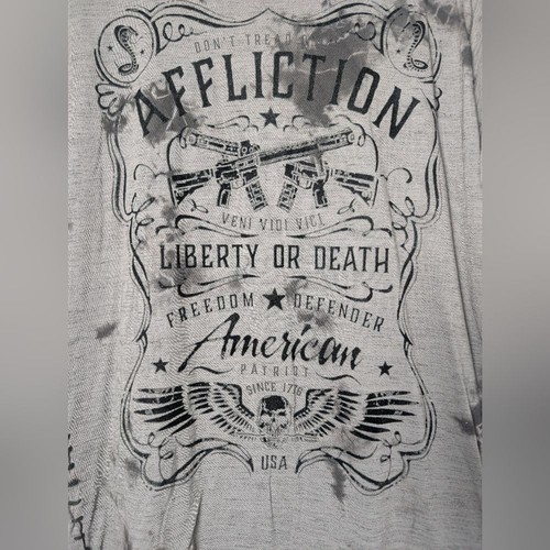 Affliction Shirt Burnout Velvet Black Freedom Defender Flag Patriotic Sz L - Picture 2 of 11