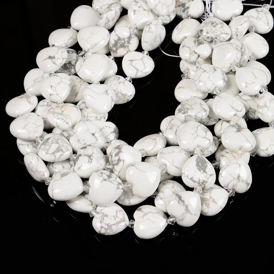 Natural White Howlite Heart Shape Beads Size 20mm 15.5'' Strand - Image 2 of 2