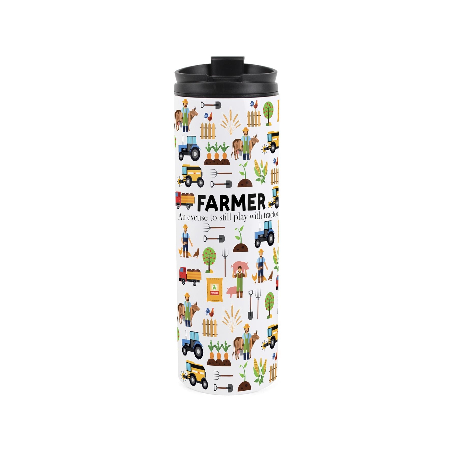 Farmer Travel Mug - Novelty Trades Gift Reusable Stainless Steel Travel Flask