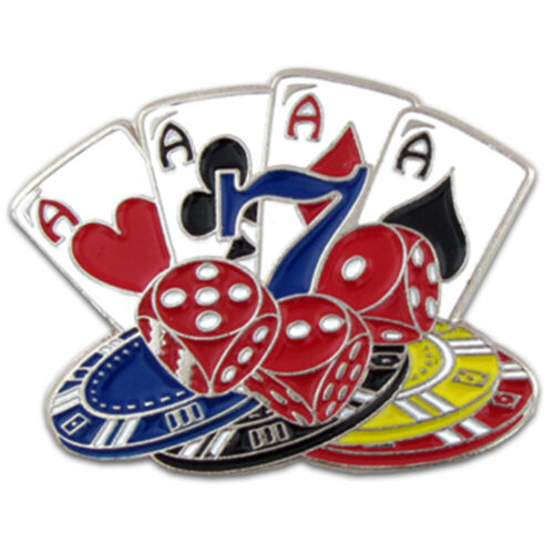 PinMart's Playing Cards, Dice and Poker Chips Lapel Pin 1" - Afbeelding 1 van 2