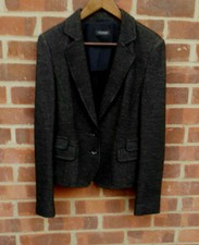 Strenesse Gabriele Strehle Black Brown Wool Blend Jacket Uk 14 Fr 44 D 42