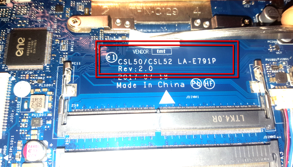 Bios chip for HP 250 G6 Notebook, New, for MB:CSL50/CSL52 LA-E791P