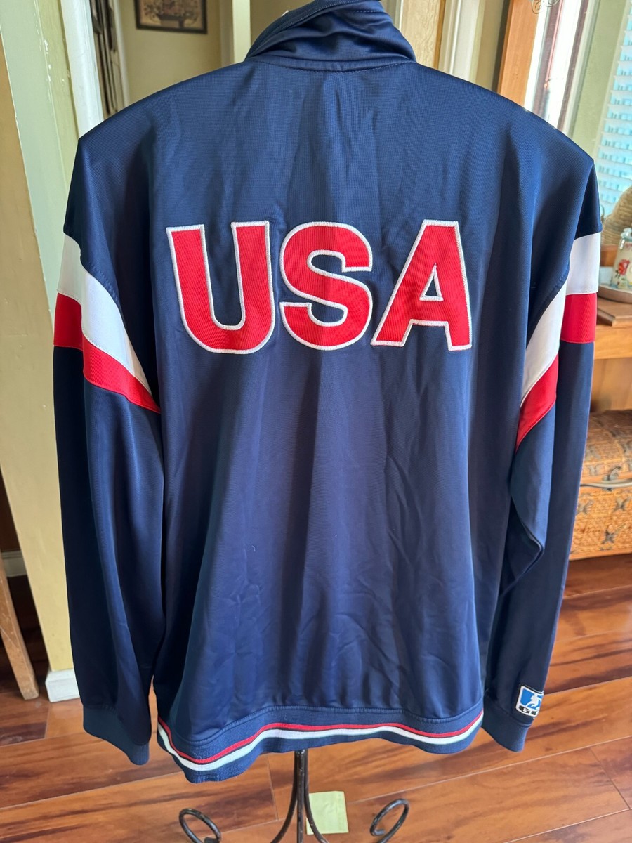 GIO-GOI JACKET MENS LARGE BLUE WITH USA LOGO FULL ZIPPER TWO