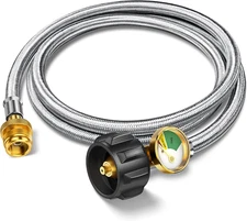6FT Propane Hose Adapter w/ Gauge 1-20lb Fit Weber Q Grill Coleman Mr Heater BBQ