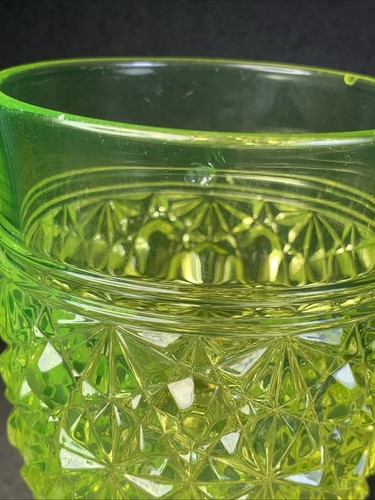 Hobbs Brockunier Uranium /Vaseline Daisy Button Tumbler, Antique! Hard To Find! - Picture 8 of 24