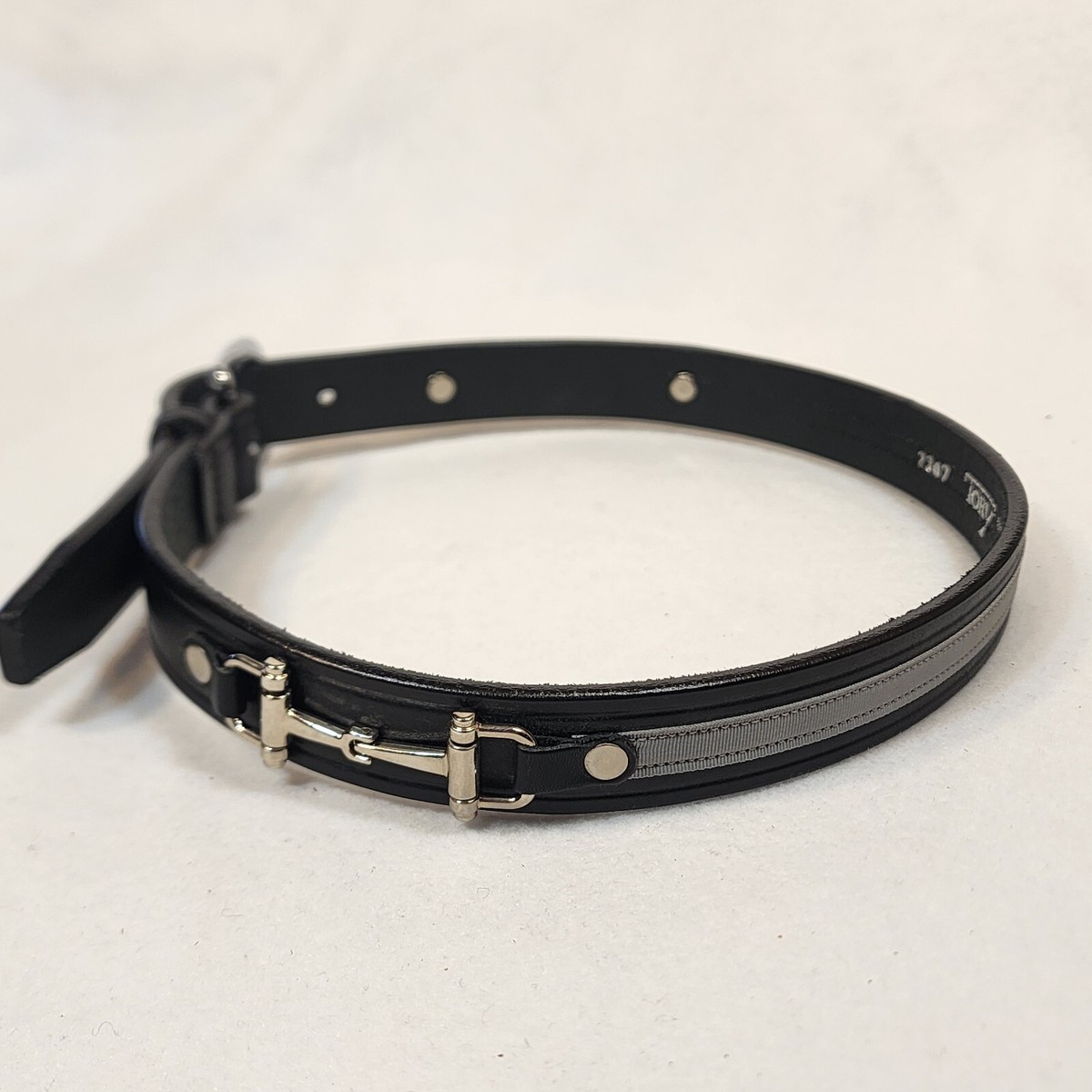 New Tory Bridal Leather Black Ribbon & Snaffle Bits Belt #2306