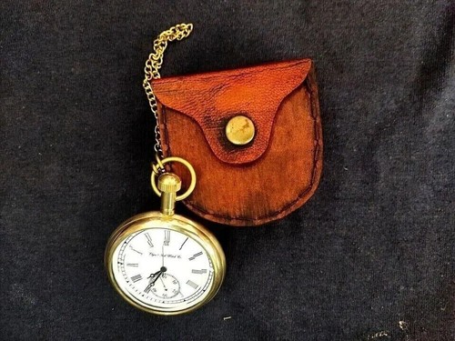 Vintage Antique Brass watch elgin pocket Collectible Brass Pocket Watch GIFT - Picture 2 of 4