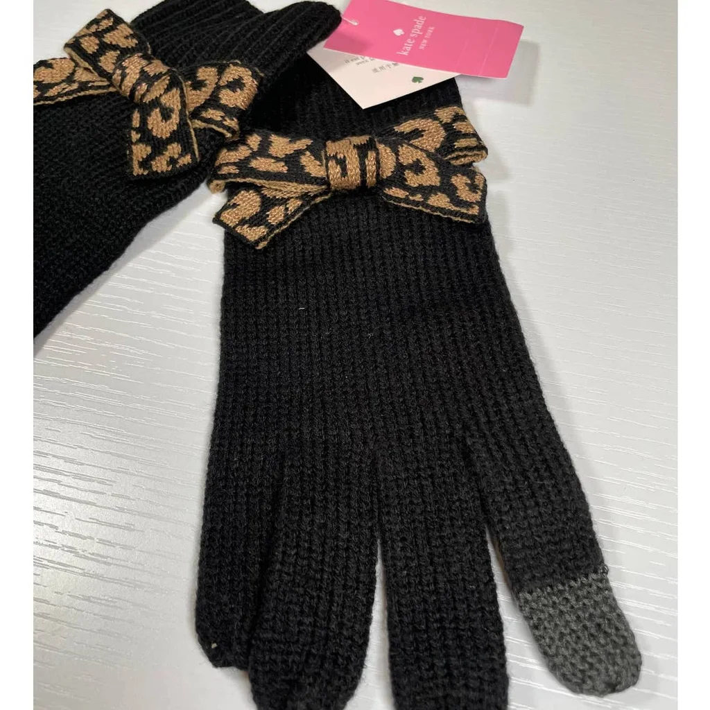BNWTS Kate Spade GRAPHIC Leopard Print BOW Gloves + GIFT RECEIPT eBay