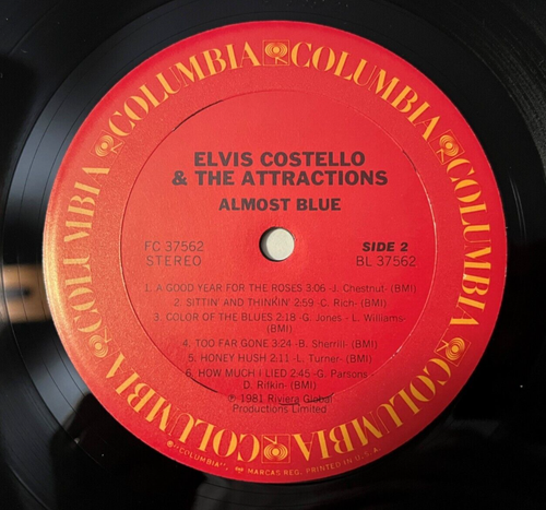 ELVIS COSTELLO & ATTRACTIONS - ALMOST BLUE Vinyl LP Album FC 37562 PROMO - Picture 5 of 5