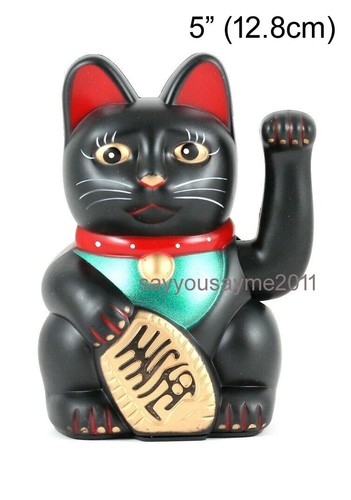 BlackTone 5", 6", 7" Lucky Cat MANEKI NEKO Beckoning Wealth Prosperity Feng Shui - Picture 8 of 20