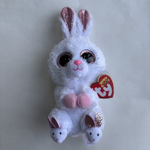 Ty Beanie Boos SLIPPERS the BUNNY 6 Zoll Plüsch weiß rosa Glitzer Hase Spielzeug Ostern - Bild 1 von 9