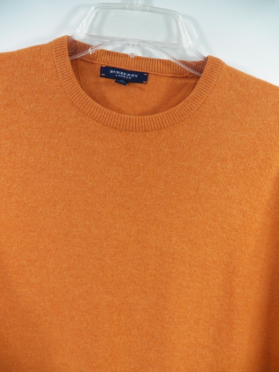 BURBERRY LONDON WOMENS 46 LARGE 12 SWEATER 100% WOOL ORANGE KNIGHT
