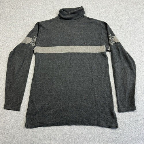 Vintage Polo Sport Ralph Lauren Sweater Mens Large Grey Stripe Logo Made in USA - Picture 2 of 8