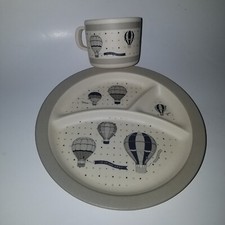 Hot Air Balloon Mug Cup Divided Plate Baby Toddler Child Up Up And Away Set Lot