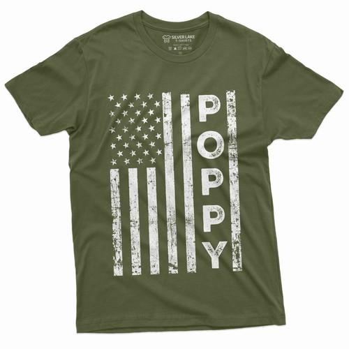 Mohn USA Flagge Shirt Papa Papa Opa Vatertag Patriotisch USA Großvater T-Shirt - Bild 5 von 9