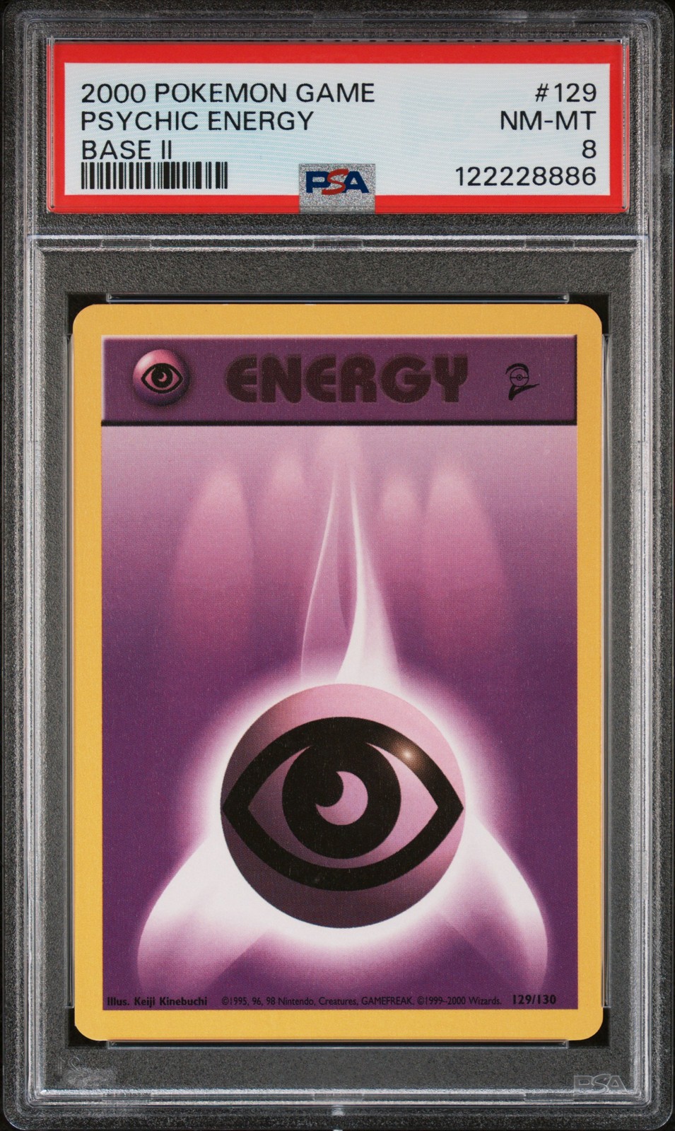 2000 POKEMON BASE SET 2 #129 PSYCHIC ENERGY PSA 8