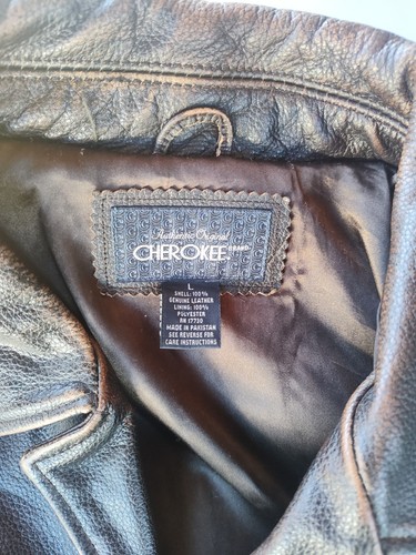 Chaqueta de cuero envejecido grande Cherokee vintage años 90 cuero genuino auténtica O - Imagen 2 de 17