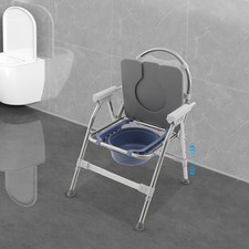 Foldable Toilet Chair, Toilet Chair with Padded Seat Plate and Toilet Bucket New