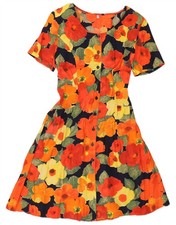 VINTAGE Womens A-Line Dress UK 12 Medium Multicoloured Floral BI17