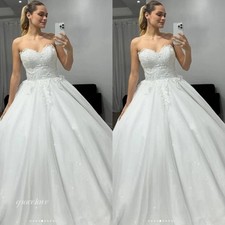 Elegant Wedding Dresses Sweetheart White Ivory Lace Applique A Line Bridal Gowns