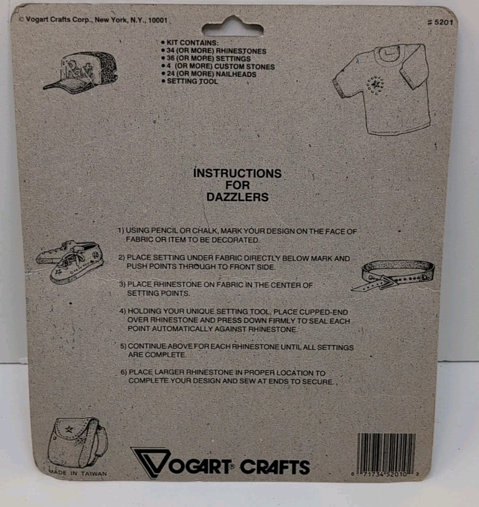 VINTAGE Vogart Crafts DAZZLERS Designer Rhinestone Kit # 5201 Vintage FREE SHIP!