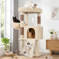 45 Inch Kitty Tower with Kitty Condo, Hammock and Sisal Scratching Posts, Indoor