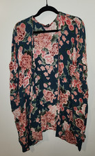 Angie Womens M Floral Kimono Cardigan Open Front Boho Lightweight Layering Top