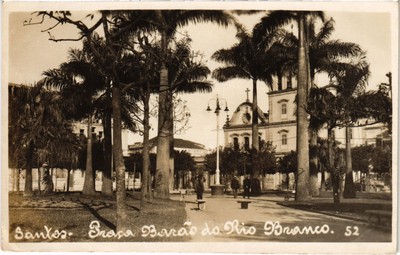 PC BRAZIL SANTOS PLATE BOAT OF UNCLE WHITE REAL PHOTO POSTCARD (a71238)