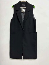 Used Women Collar Suit Vest Button Sleeveless Straight