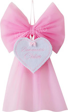 Fiocco Nascita Ricamato Personalizzabile Con Nome E Frase, in Tulle Rosa E Azzur