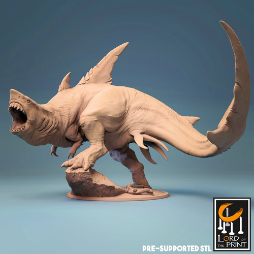 Shark Tyrant miniature - rescale miniatures - DnD miniatures - Role Playing Gam - Picture 2 of 10