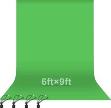 Green Screen Backdrop 6x9 ft Photography Greenscreen with 4 Clip - A0204