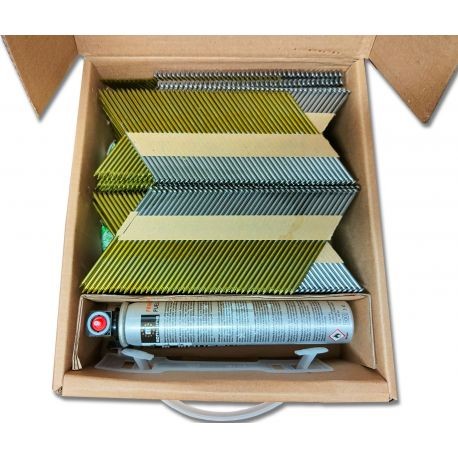 Pointes 34° lisses 3.1x75 clous gaz pour cloueur autonome bande papier boite 2200