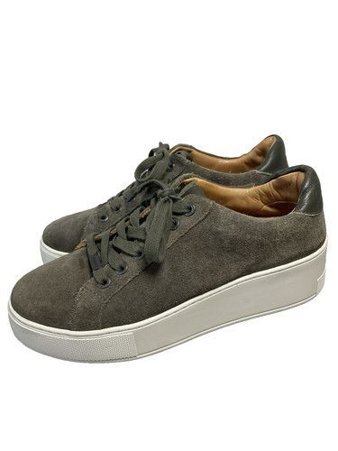J Slides NYC Women's Suede Platform Lace Up Sneakers 8.5 M Army Green
