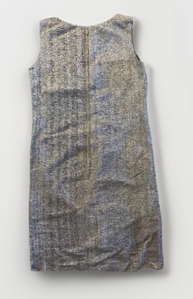 Vestido Vaina Rockabilly Go Go De Colección Pequeño Plateado ✨Brillante✨ Bolsillos Cremallera Años 60 Mod Foto 2 de 4