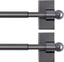 2 PACK Magnetic Curtain Rods for Metal Doors, 16 to 28 Inch, 1/2 Inch Diameter,