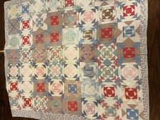 Antique Handmade Quilt 1910s 1920s Feedsack Full Size Heirloom