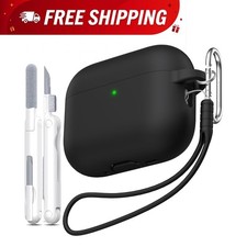 Stylish Black Silicone Case for AirPods Pro 3 - Military Protection with Lanyard