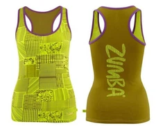 Zumba Funk It Up Racerback Tank Top - Lime ~ size XL ~ Free Ship! New!