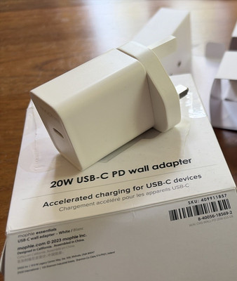 Mophie USB-C Ladegerät 20W 3 Pin Großbritannien UK GB 3Pin Wall Charger