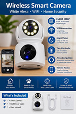 1080P WiFi Indoor Security Camera White Night Vision 2 Way Audio Alexa