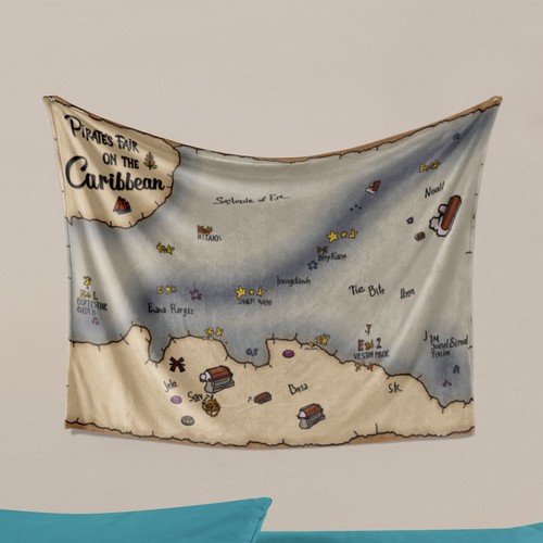 World Map Poster Pirate Lair Island Vintage for Bedroom Wall Art Tapestry