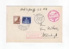 1937 3rd Reich Zeppelin Germany trip last flight nice franking SI 453B