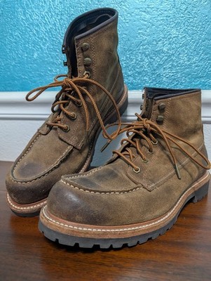 Frye Dakota Mid Lace Boots Men's 9 Fatigued Brown Suede Moc Toe Leather Distress