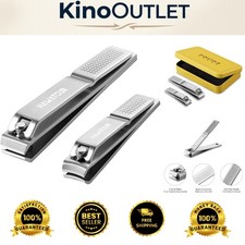 Luxury Nail Clippers Set - Ergonomic Stainless Steel Cutters in Silver Tin Case