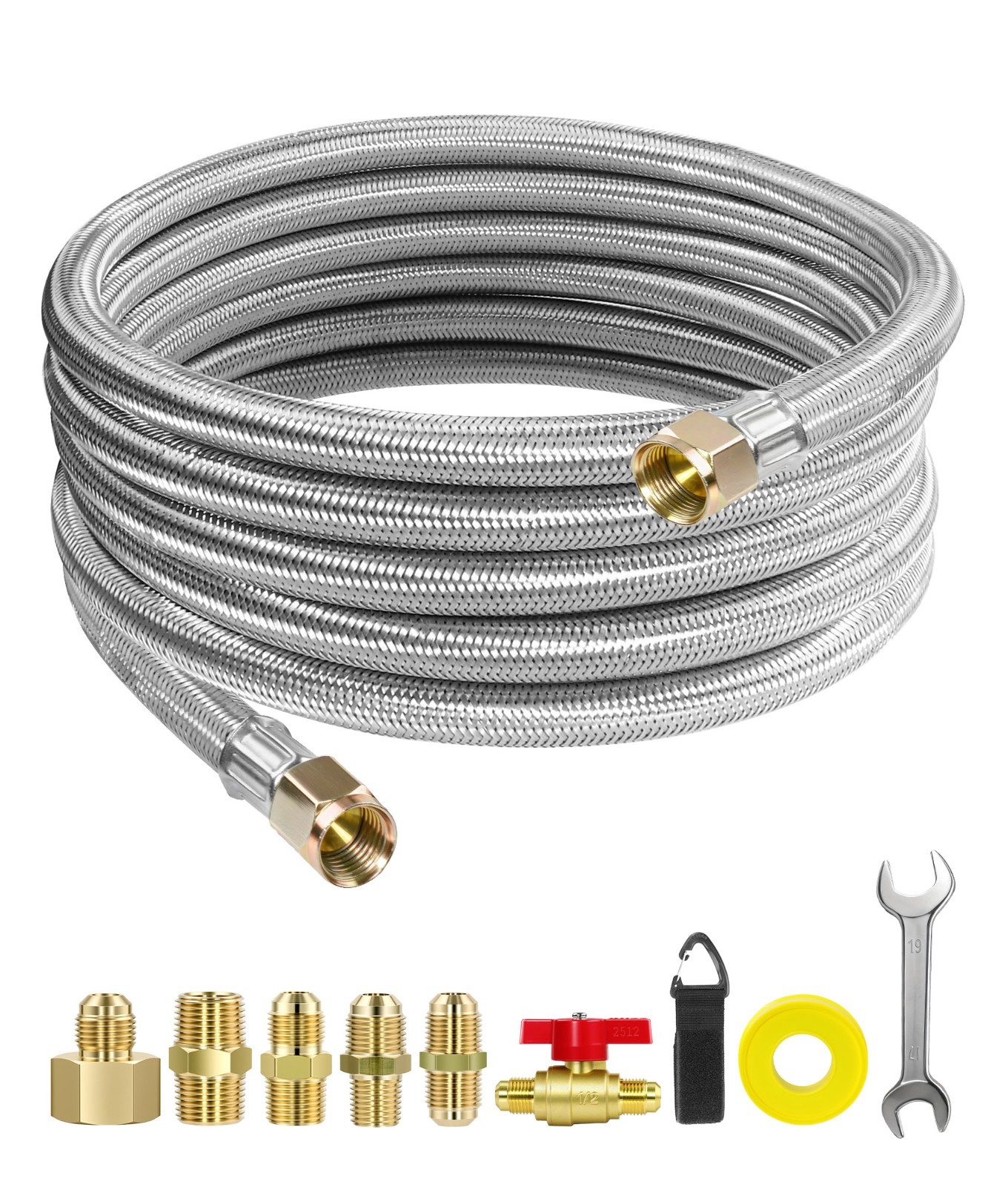 DPB 12FT High Pressure Braided Propane Hose, 3/8" Male Flare