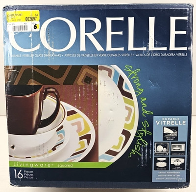 Corelle Squared 4 Pc Place Settings Boxed Corning Geometric Serving Dish Lot