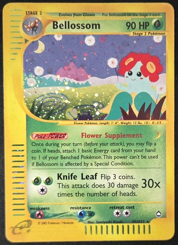 SWIRL Bellosom H5/H32 Aquapolis Cosmos Holo Rare E Reader Pokémon TCG 2002 LP